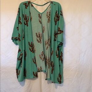 Green Cactus Print Women's Top